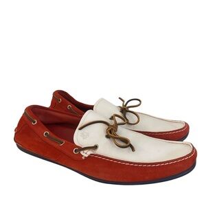 Salvatore Ferragamo Red and White Loafers